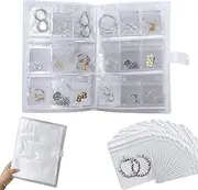 [Wensdr] 288 Compartments Jewellery Storage Book with 100 Separate Pouches, Transparent Jewellery Organiser Book, Portable Holder Book for Earrings, Necklaces, Rings