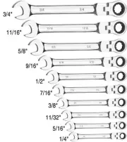 Standard Ratchet Wrenches Flex-Head Open End SAE Wrench Flexible Spanner Tool