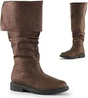 [MODADA] COS Renaissance Boots Oversize Boots Western Knight Boots Medieval Pirate Boots Flat Jazz Boots Male and Female Pull On Mid Calf Gothic Boots(US 10, Brown)