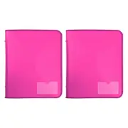 2x Marbig 2 D-Ring A4 Zipper Binder 25mm w/ Tech Case File Document Holder Pink