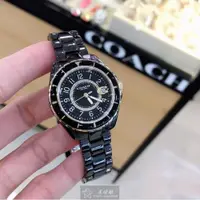 在飛比找ETMall東森購物網優惠-COACH手錶, 女錶 34mm 黑圓形陶瓷錶殼 黑色簡約,