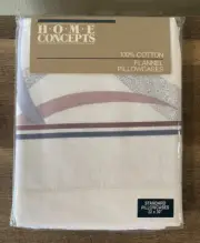 Vintage HOME CONCEPTS 100% Cotton Flannel Pillowcases Standard Set of 2 NEW
