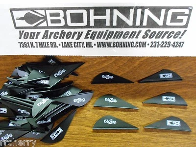 100 Black Bohning 2" Blazer Vanes Pack! archery arrow fletching