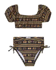 Flapdoodles Peasant Crop Top 2pc Swimsuit