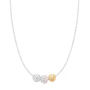 Eclipse Sterling Silver with Pink and White and Yellow Austrian Crystals Ball Pendant Necklace