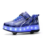 Nevenka Kids Roller Skates Light up Shoes with Double Wheel for Girls Boys Birthday Gift-Blue