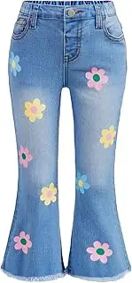 [Floerns] Girls Casual Ripped Frayed Split Hem Flare Bell Bottom Jeans Denim Pants