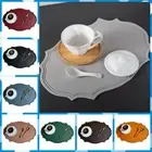 Oval Retro Placemat PU Leather Dining Table Pad Tablemat Tableware Mat Banquet