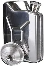 LinaLife 2PCS SET 5oz Stainless Steel Jerry Can Hip Flask Liquor Whisky Pocket Bottle Shape Mirror Finished with a Funnel Funny Retro Novelty Drink Holder Gag Gift