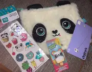 Pen + Gear Plush Panda Binder Pouch Claire’s Jewelry Lipgloss Backpack Clip Lot