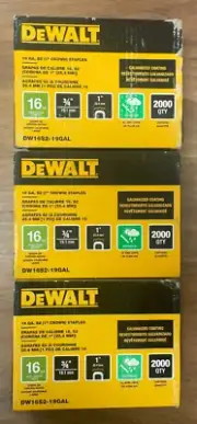 Lot of 3 new sealed Dewalt DW16S2-19GAL Crown Staple 1" in Crown 3/4" 2000QTY