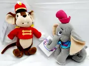Disney Bean Bag Plush-Dumbo The Elephant- Dumbo + Timothy with Tags + Protectors