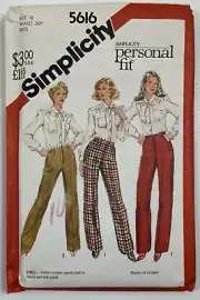 Simplicity 5616 2 Styles of High Waist Pants Sz 16 Sewing Pattern UC FF VTG OOP
