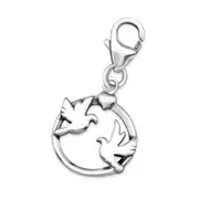 Sterling Silver Couple Bird Clip on Charm