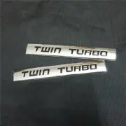 2PCS Chrome Black TWIN TURBO Metal Sticker Badge Emblem Decal Auto 3D AWD Engine (for: Audi)