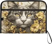 YMXFXP Expandable Filing Folder Flower Cat Cute, 13-Pocket Funny Cute Design with Sticky Labels, A4 Letter Size Document Organizer for Office, School, Boys, Girls