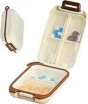 LeoLeoyy Portable Medicine Container - Lightweight Travel Pill Organizer Compartment for Daily, Home, Work, Camping, Trip (White)
