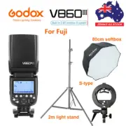 Godox V860III-F TTL Camera Flash for Fuji + 80cm softbox + Bracket + Light Stand