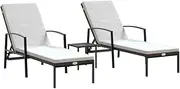 Camping Sunloungers Reclining Patio ChairsSun Loungers 2 pcs with Table Poly Rattan Brown