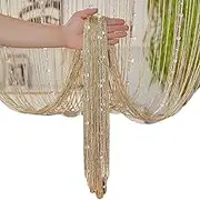 Crystal Bead Door Curtain Fashionable Silver Thread and Looks More Vertical. Can Not Only Become Beautiful Home, Champagne Color, 1 * 2m