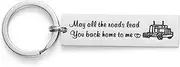 [LParkin] Truck Driver Keychain - Stainless Steel Truck Accessories for Men, Truck Driver Gifts 'Roads Lead Home' | Semi Truck Keychain, Trucker Gifts for Him