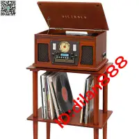 在飛比找露天拍賣優惠-美國Victrola復古8合1多功能黑膠唱機CD藍牙卡帶遙控