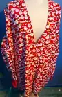 Peaches Scrub Top Jacket Christmas Santa Claus Uniform Medical Vet Sz XL Red