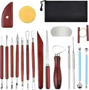 18PCS Clay Sculpting Tools,Basic Pottery Carving Kit W/ Wooden Handle & Tool Bag