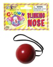 Blinking Red Plastic Nose Rudolph Reindeer Christmas Clown Flashing Nose