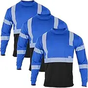 VENDACE Safety T Shirts Reflective High Visibility 3 Pack Hi Vis Long Sleeve Construction Work Shirts for Men
