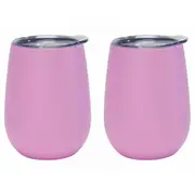 2x Annabel Trends 295ml Stainless Steel Wine Tumbler Double Wall Cup Gelato Pink