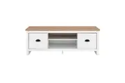 Design Square Ari Modern 2-Drawer Small TV Stand Entertainment Unit - Oak & White