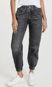 $225 NWT RAG & BONE SzXS MIRAMAR HI-RISE PULL-ON PRINTED TERRY JOGGER MAGIC BLAC