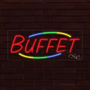 NEW "BUFFET" w/COLOR BORDER 30x12X1 INCH LED FLEX WINDOW/WALL INDOOR SIGN 30751