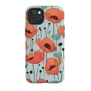 For iPhone 15 Plus Tough Case Compatible with MagSafe Poppy Field