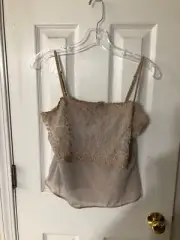 NATORI, Light Gray Color & Beige Lace, Size L, NWT