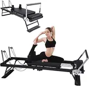 Zertylre Home Gym Pilates Workout Machine, Pilates Core Bed Multifunctional Collapsible Yoga Bed for Home Gym Workout (Black)