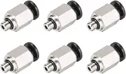 uxcell Straight Pneumatic Push to Quick Connect Fittings M5 Male X 4mm Tube OD Silver Tone 6pcs