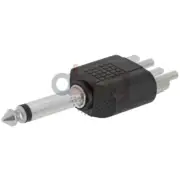 6.35mm Mono Male Plug to 2 x RCA Male Plug Audio Adapter Splitter Connector