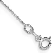 14K White Gold 10 Inch .6mm Diamond-Cut Round Open Link Cable With Spring Ring Clasp Anklet