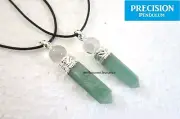 Emerald Jade Point with Quartz Crystal Top Pendant Necklace