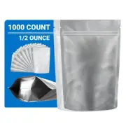 Loud Lock Mylar Bags 1,000 Count - 1/2 Ounce White/Clear Zip Seal Bags