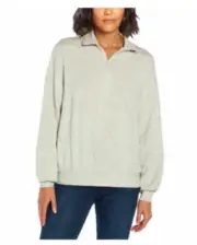 NEW Three Dots Women's Ribbed Cuff Quarter Zip Pullover Size Small