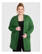 [Taking Shape] Cable Natural Cardigan in Evergreen