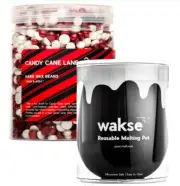 WAKSE candy cane lane hard wax beads & reusable melting pot for face & body, NEW