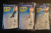 3 Pack Zip Sox Zip Up Compression Socks size S/M Black & Nude Open Toe Unisex