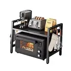 Microwave Oven Rack,Microwave standm,Adjustable Shelf with Hooks,100lb black