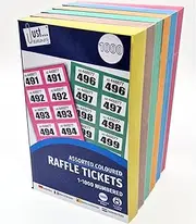 ZEBTON 6 x Raffle Tickets Books 1-1000 Cloakroom Tickets Lucky Draw Tombola Draw Prize Draw and Charity Events Assorted Colors (6)