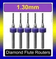 1.3mm .051" Router Bit Carbide Diamond Flutes 5 PCS. Carbon Fiber CNC 1.30 R126