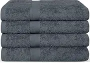 LINENOVA 4 Pack Bath Towels Set 68x132cm, 100% Combed Cotton Premium Towels for Bathroom, 550GSM Softness Quick Dry and Absorbent Adult Towels for Daily Use, Charcoal